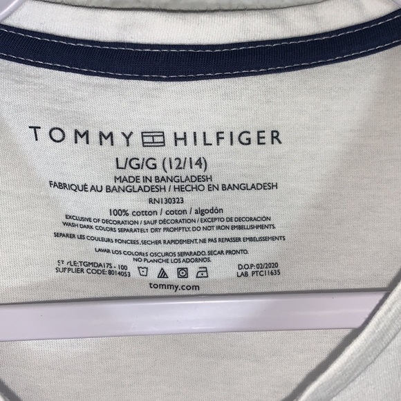 Tommy Hilfiger Sequin Heart TH White Short Sleeve T Shirt size Large Girls - Picture 6 of 7